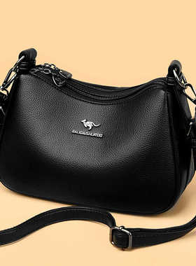 袋鼠女包2025新款妈妈包大容量百搭单肩斜挎包中老年包包女真皮包