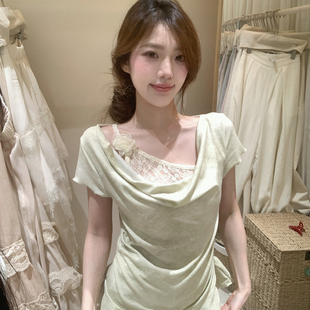 美衣层次感赢麻了·假两件花朵蕾丝拼接荡领小衫 2688 OFFICIAL