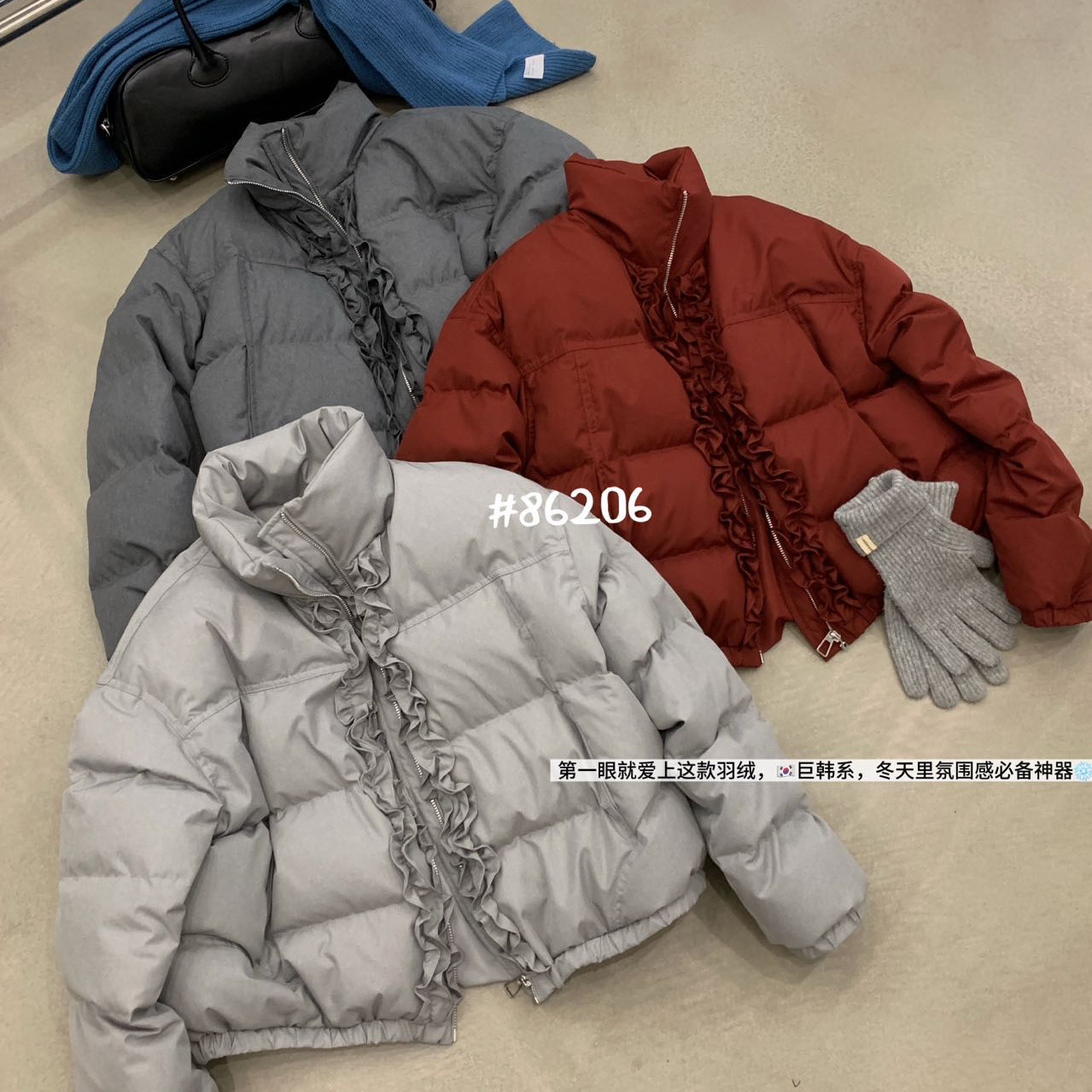 麦莎-圣诞款新年款韩系花边设计短款羽绒服86206