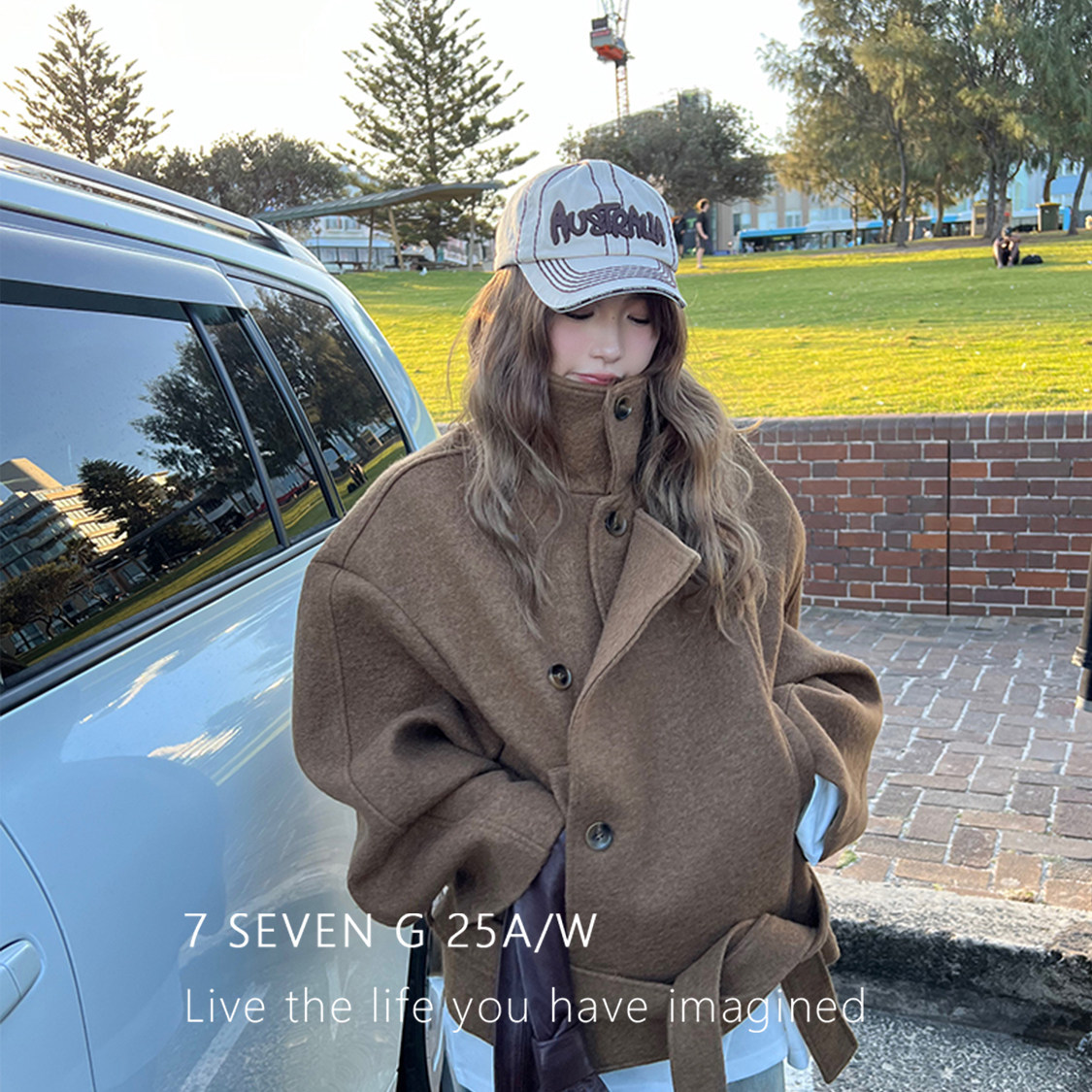 7 SEVEN G-外套女冬季保暖呢子大衣夹棉加厚短外套(配腰带)XY5262