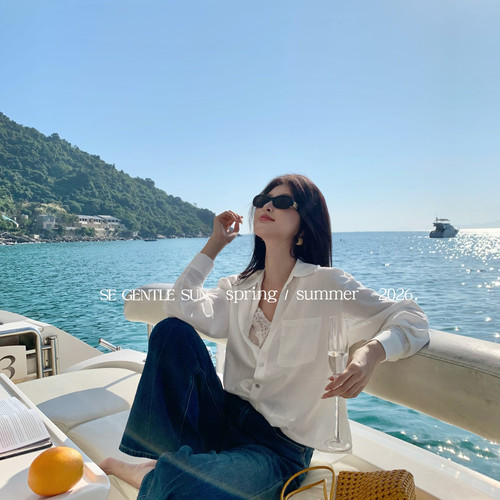 SE GENTLE SUN-大客指定高级感蕾丝拼接法式假两件长袖衬衫89652
