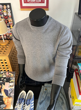 美式复古纯色休闲针织衫半高领高级感内搭打底衫男Z6100-特价P28