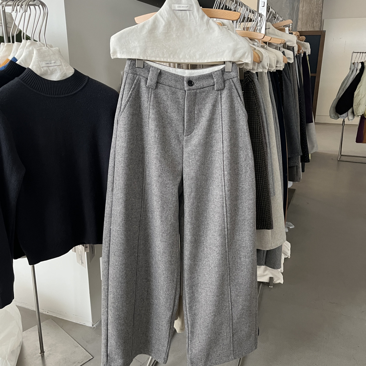 IMISS-冬上新高品质羊毛呢百搭休闲裤（含37羊毛）H80861