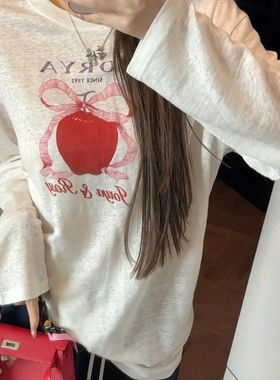 SHE U-26年早春get明星穿搭爆款幸运果休闲宽松长袖T恤30072