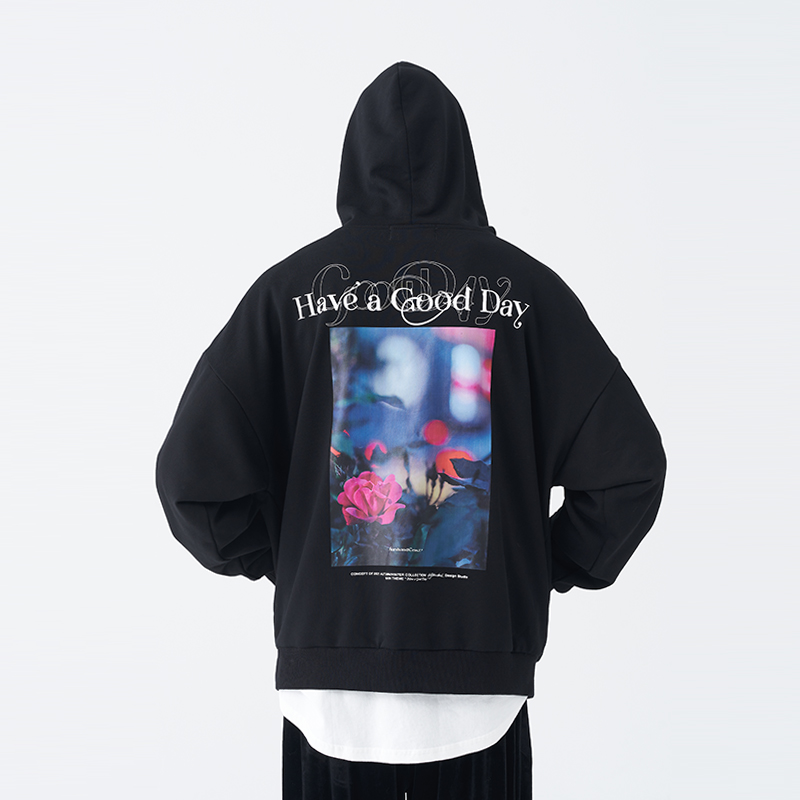 复古摄影花朵卫衣套头卫衣