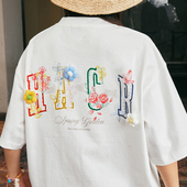 HACR harshandcruel2025夏童趣手绘立体毛线小花软糯宽松短袖 T恤