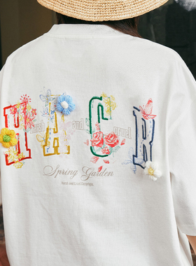 HACR丨harshandcruel2025夏童趣手绘立体毛线小花软糯宽松短袖T恤