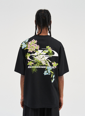 HACR丨harshandcruel街头花卉中国风刺绣新中式短袖T恤情侣国潮牌