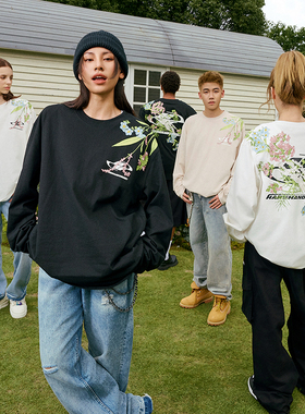 HACR丨harshandcruel 繁花刺绣花卉过肩花新中式HACR长袖T恤