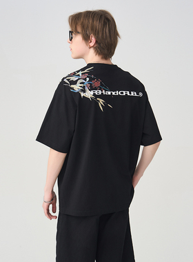 HACR丨harshandcruel  新中式过肩水墨花卉印花短袖T恤