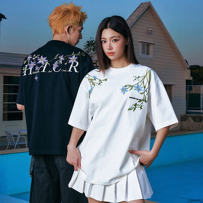 HACR万针刺绣植物系短袖T恤