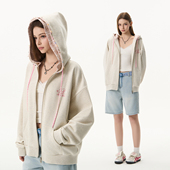 HACR宝石贝壳双帽刺绣卫衣 宽松休闲甜酷连帽开衫 外套