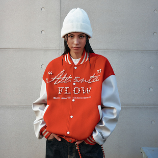 张泽禹同款HACR复古街头潮牌珍珠绣棒球服外套重磅夹克情侣