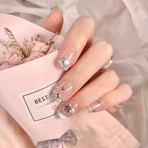 Handmade Nude Ombre Almond Press On Nails