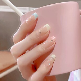 Pastel Ombre Press On Nails with Star & Rhinestone Accents