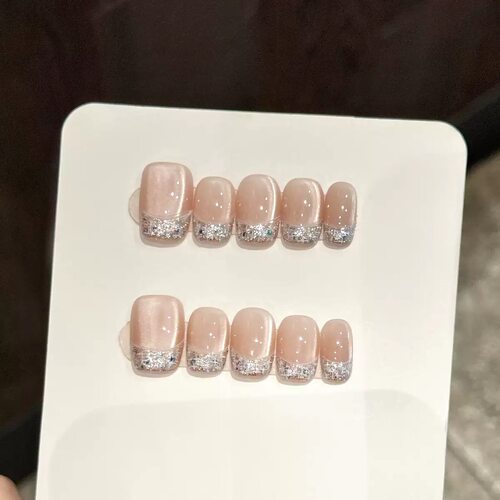 Cat Eye Fingernail Rhinestone Press On Nails