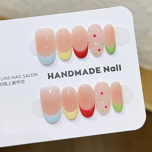 Nude Blue Cat Eye Short Oval Press On Nails