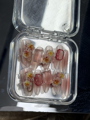 Camellia Flower 3D Flower French Press On Nails