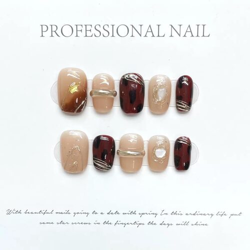 Luxurious Gold Leaf Handmade Press On Nails