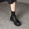 LEATHER BOOTS SHORT WOMEN 2024 NEW MARTIN BOOTS WOMENS PLATFORM HIGH HEEL VINTAGE SOCK BOOTS AUTUMN AND WINTER BLOCK HEEL BOOTS FASHION
