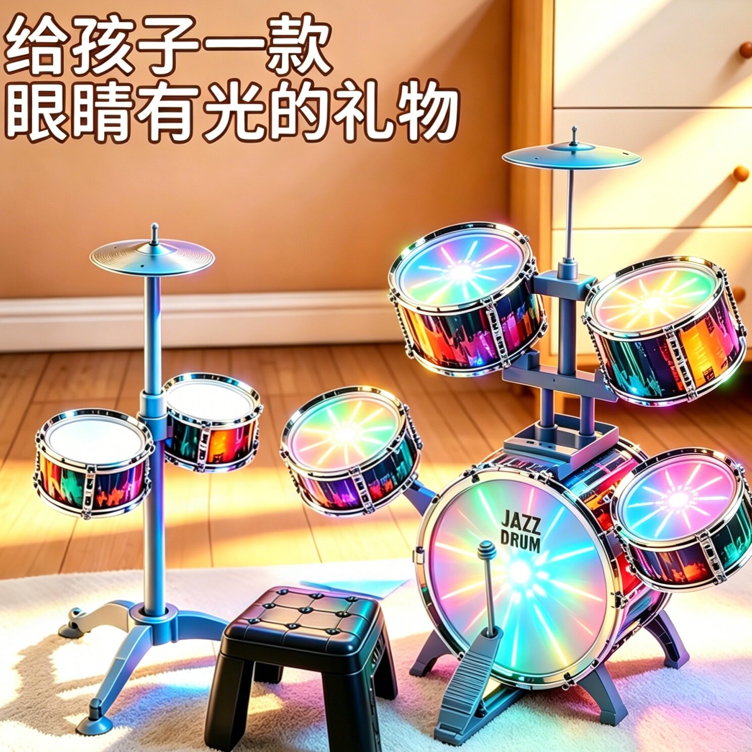 儿童架子鼓玩具男孩礼物1到6岁宝宝益智初学者家用爵士鼓打鼓乐器