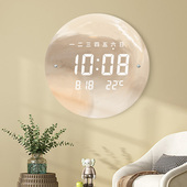 奶油风客厅家用钟表挂钟创意静音时钟现代简约挂表挂墙钟2026新款