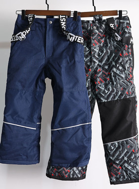 儿童滑雪裤背带裤 冬季防风防水加厚保暖双单板雪地裤滑雪服b43