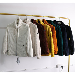 毛猴户外抓绒衣女 外套E102 双面绒加厚保暖半高领防风透气开衫