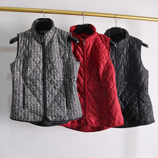 秋冬菱形格P棉马甲女 立领拉链轻量薄款保暖修身显瘦背心外套E82