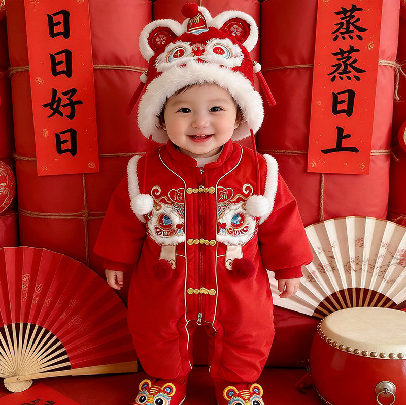婴儿冬装拜年过年冬季连体衣百天新款男宝宝衣服周岁礼服加厚喜庆,童装/婴儿装/亲子装,连身衣/爬服/哈衣,淘宝优惠券,粉丝福利购,淘宝优惠卷