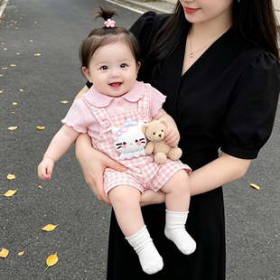 女童背带裤套装夏季2026新款小童夏装衣服洋气夏日女宝宝夏天童装
