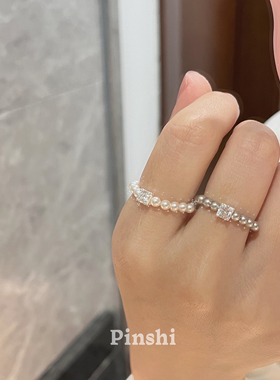 S925银锆钻进口施家珍珠轻奢戒指