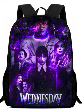 儿童书包星期三小学生背包Wednesday2卡通周边双肩包儿童包大容量