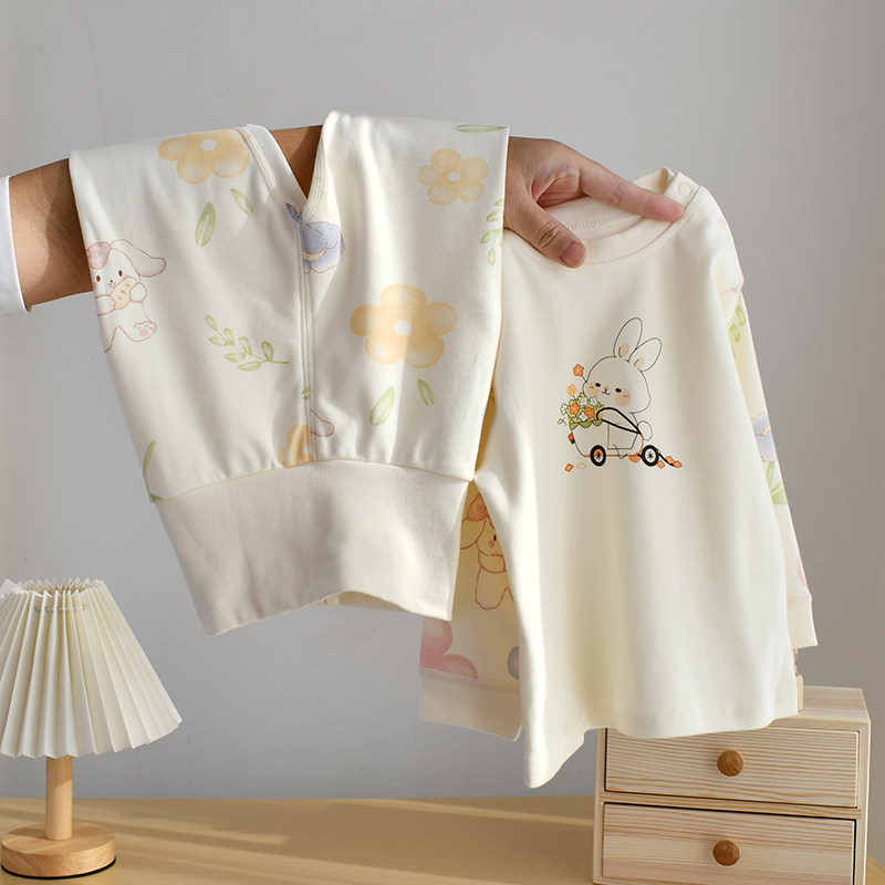 宝宝秋衣秋裤套装纯棉a类高腰护肚分体贴身打底内衣秋冬婴儿睡衣