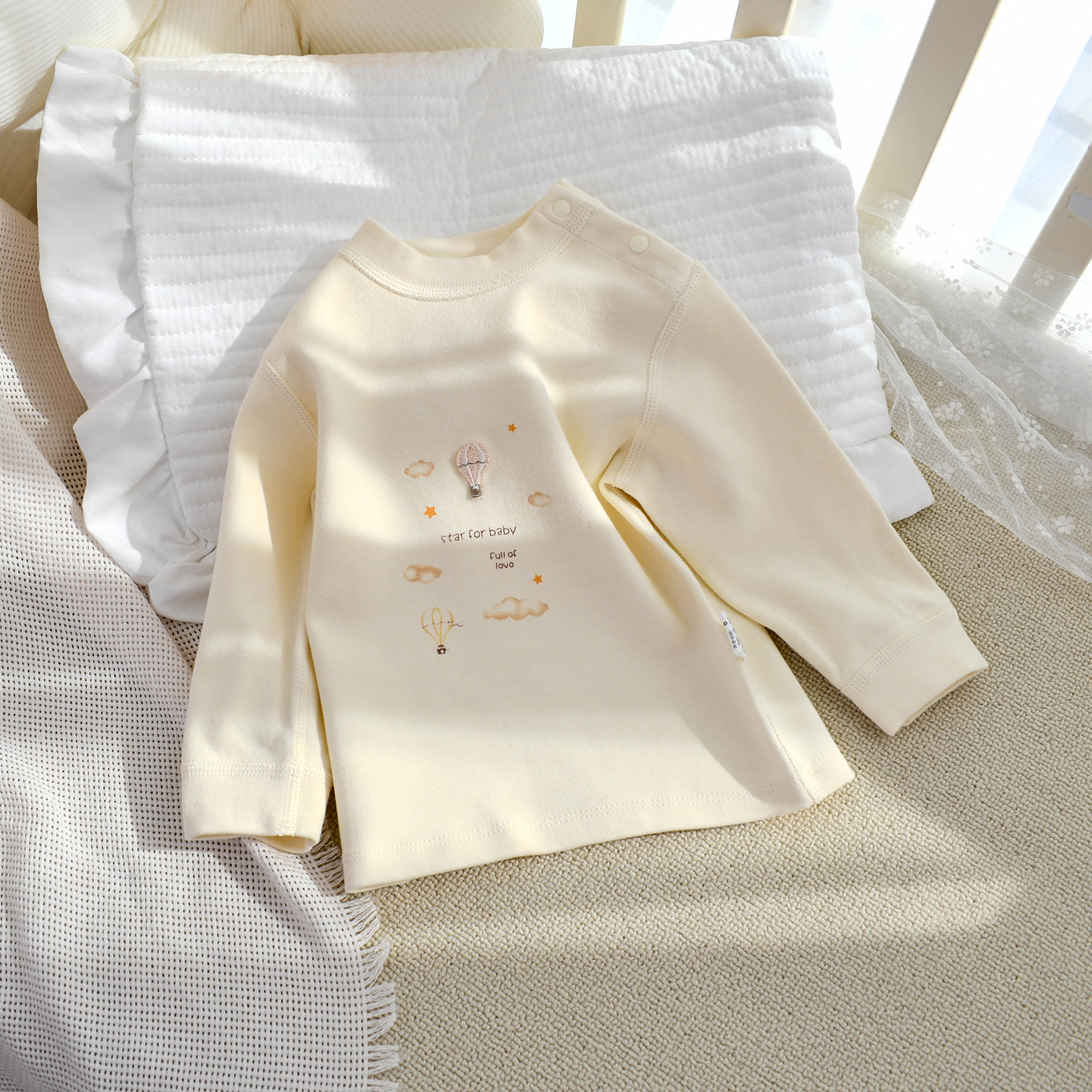 婴儿打底秋衣贴身上衣加厚纯棉弹力无骨男女宝宝睡衣家居服内衣冬