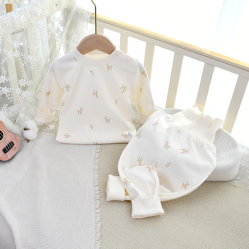 婴儿秋衣秋裤秋冬季纯棉a高腰分体内衣家居服睡衣宝宝大PP裤套装