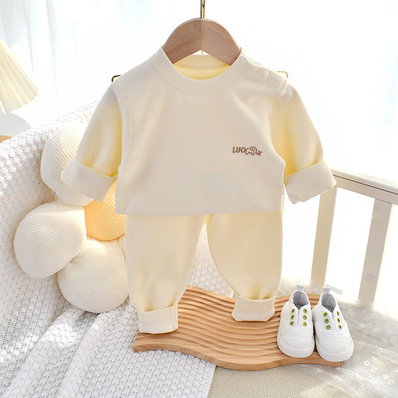 婴儿秋衣秋裤加厚分体套装高腰护肚秋冬贴身保暖a类无骨宝宝睡衣