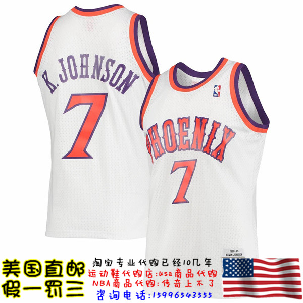 美国代购太阳mitchellness Swingman球迷版89-90赛季球衣-约翰逊