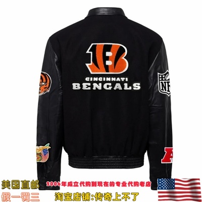 美国代购 橄榄球 Jeff Hamilton NFL纽约巨人队 羊毛皮革刺绣夹克