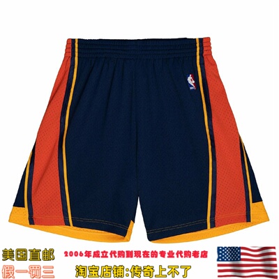 美国代购 勇士队 MitchellNess 03赛季 Swingman球迷版运动球裤