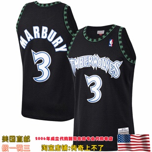美国代购 森林狼 mitchellness Swingman球迷版98赛季球衣-马布里