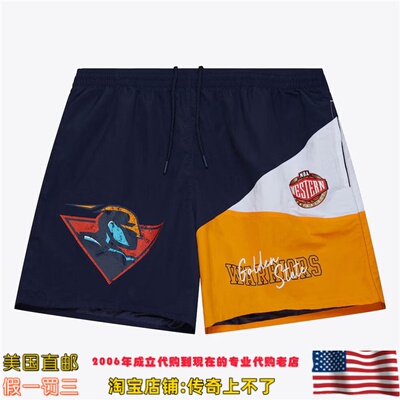 美国代购 金州勇士队 Mitchell Ness Vintage Logo Woven运动球裤