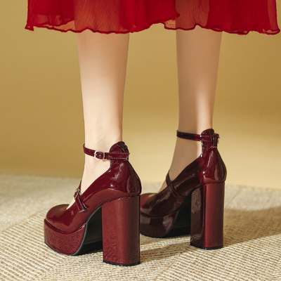 小个子防水台高跟鞋女粗跟