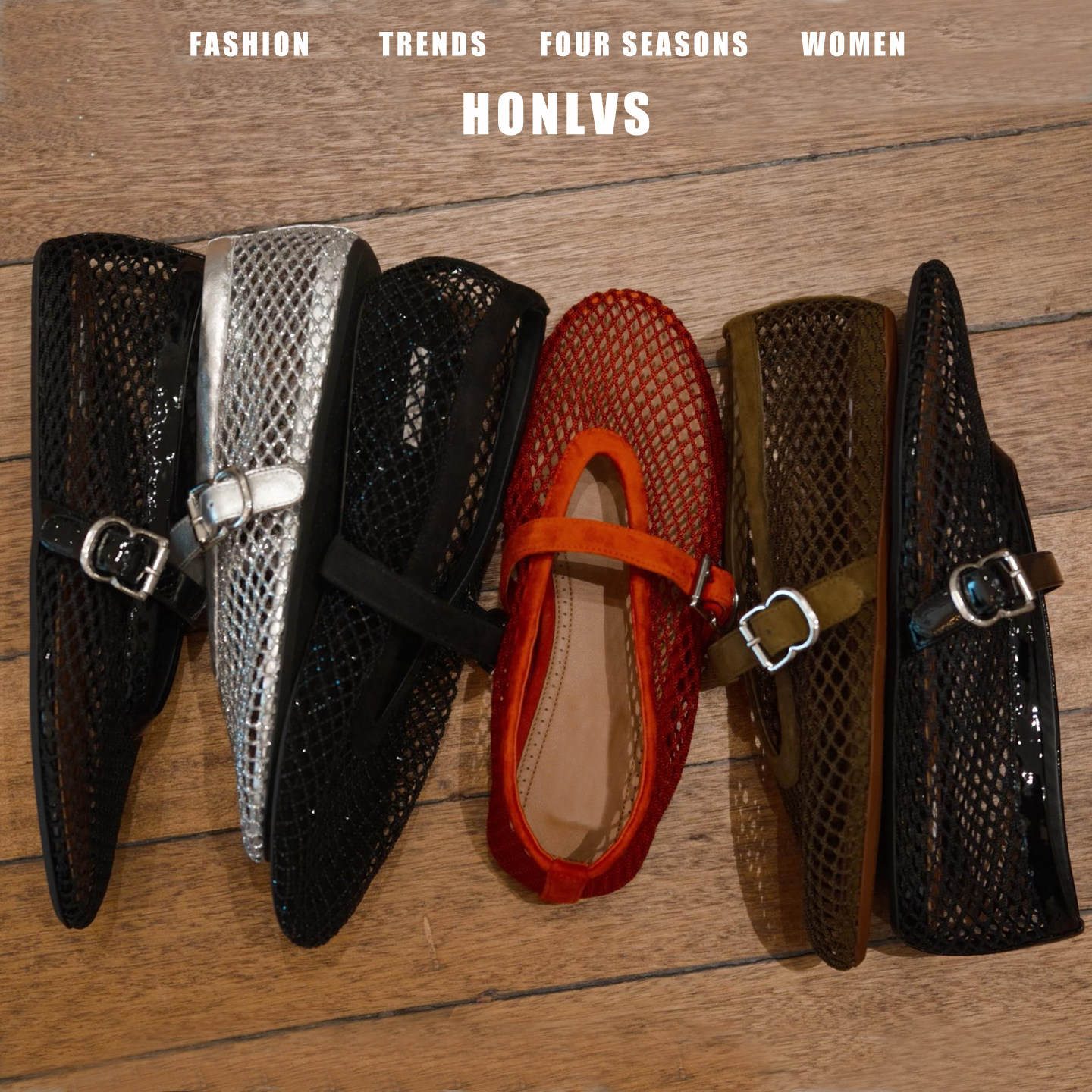 高级感一字扣带钻镂空网纱凉鞋女夏季平底复古透气编织玛丽珍单鞋