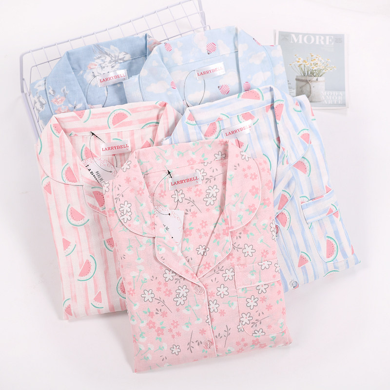 特价清仓处理女士长袖长裤春秋家居服纯棉纱布起居服夏季薄款睡衣