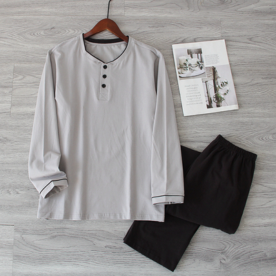 安瑞朵秋冬男款纯棉针织磨毛睡衣