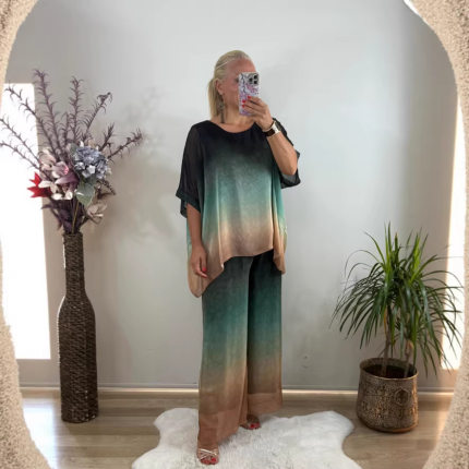 women clothes2026春夏新款欧美跨境时尚印花圆领宽松阔腿裤休闲