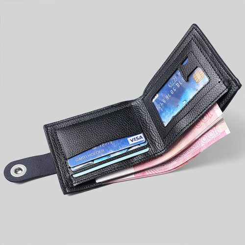 磁扣钱包短款男士wallet