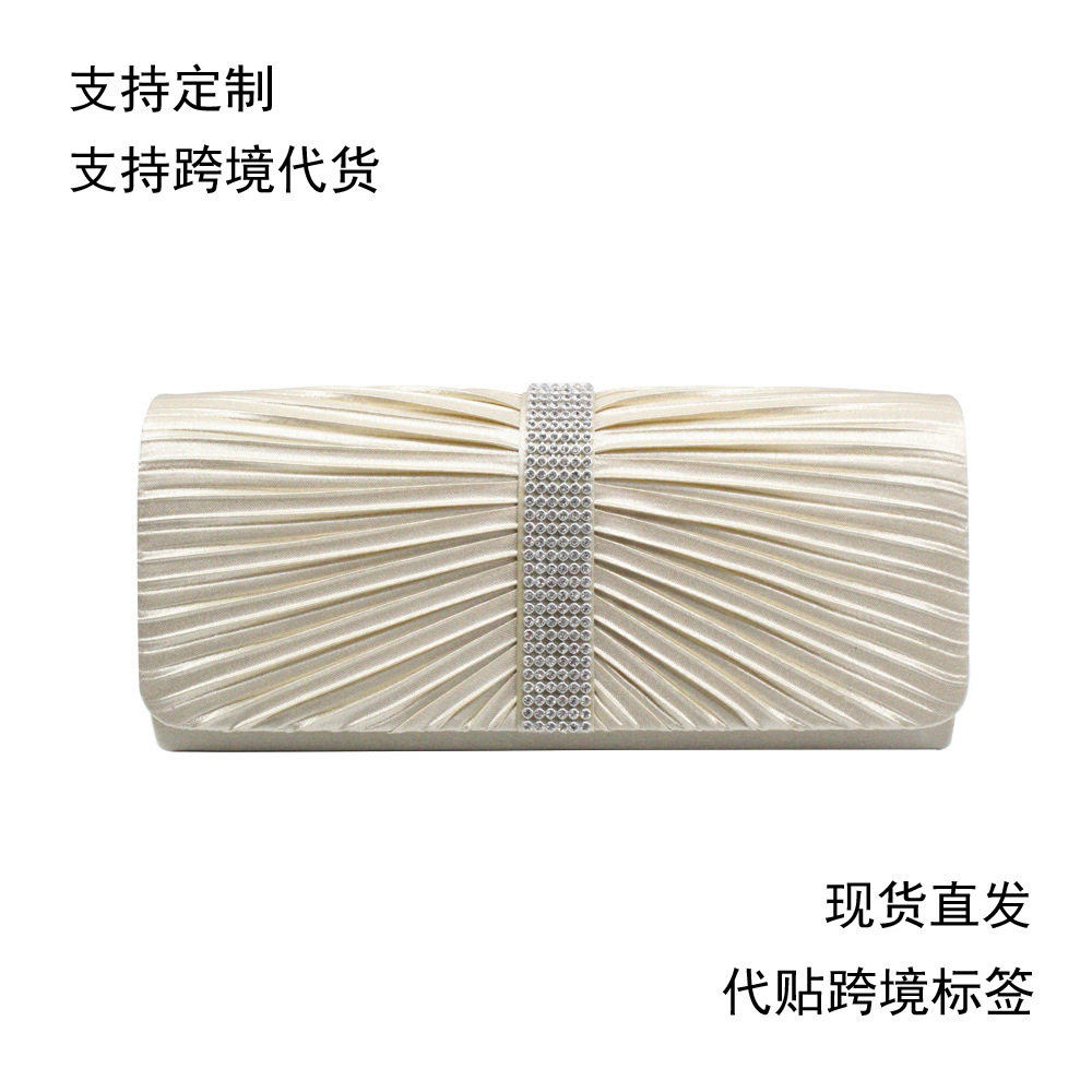 欧美时尚褶皱带钻晚宴包