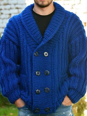2023秋冬新款男士加厚双排扣毛衣粗针宽松毛织外套Men's knitwear